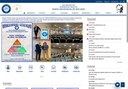 Kimya Mühendisliği Bölümü | Mühendislik Fakültesi | Gazi Üniversitesi | Gazili Olmak Ayrıcalıktır