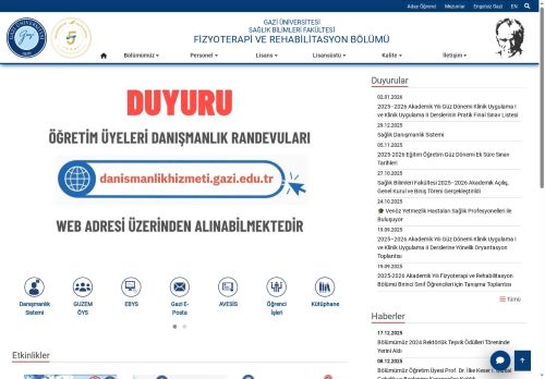 Fizyoterapi Ve Rehabilitasyon Bölümü | Sağlık Bilimleri Fakültesi | Gazi Üniversitesi | Gazili Olmak Ayrıcalıktır