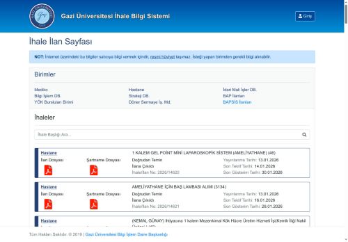 İhaleler | Gazi Üniversitesi İhaleleri