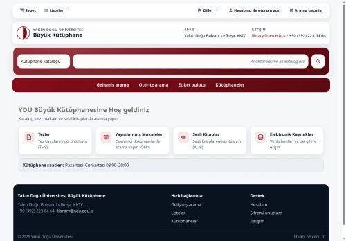 Near East University Grand Library | Yakın Doğu Üniversitesi Merkez Kütüphanesi katalog