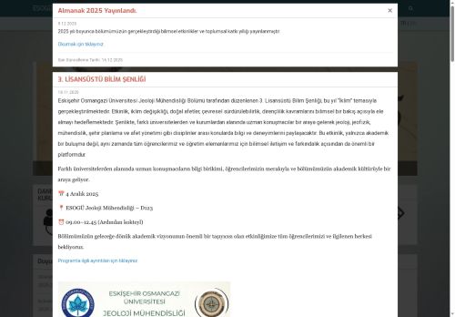 Jeoloji Mühendisliği Bölümü | Eskişehir Osmangazi Üniversitesi - Anasayfa