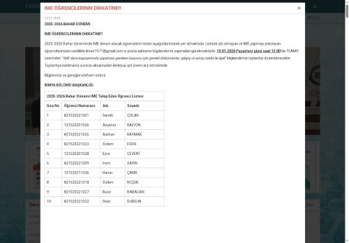 ESOGÜ Kimya Bölümü | Eskişehir Osmangazi Üniversitesi - Anasayfa