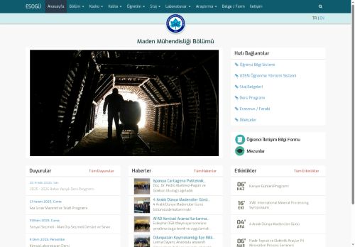 Maden Mühendisliği Bölümü | Eskişehir Osmangazi Üniversitesi - Anasayfa