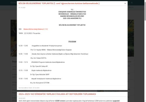 Makina Mühendisliği Bölümü | Eskişehir Osmangazi Üniversitesi - Anasayfa