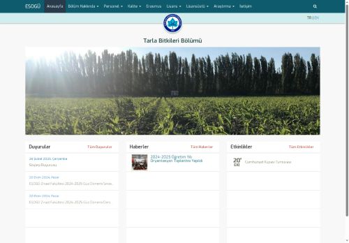 Tarla Bitkileri Bölümü | Eskişehir Osmangazi Üniversitesi - Anasayfa