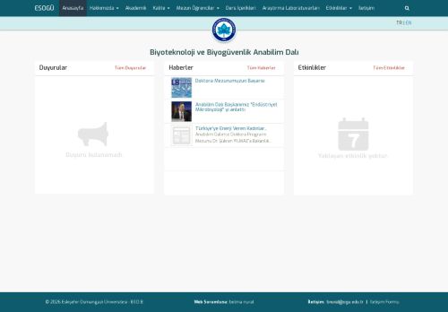 Biyoteknoloji ve Biyogüvenlik Anabilim Dalı | Eskişehir Osmangazi Üniversitesi - Araştırma Laboratuvarları