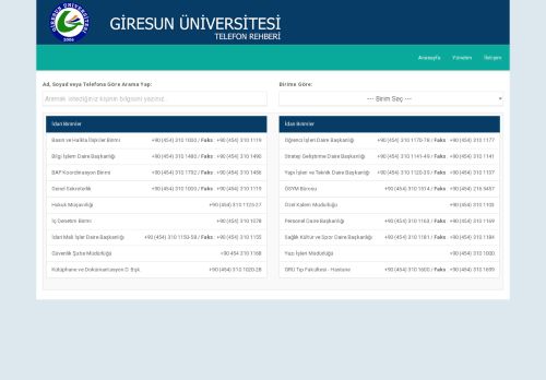 Giresun Üniversitesi Telefon Rehberi