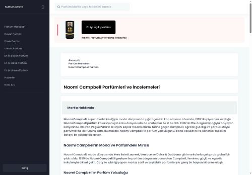 Naomi Campbell Parfüm | En İyi Naomi Campbell Kadın ve Erkek Parfümleri İncelemesi