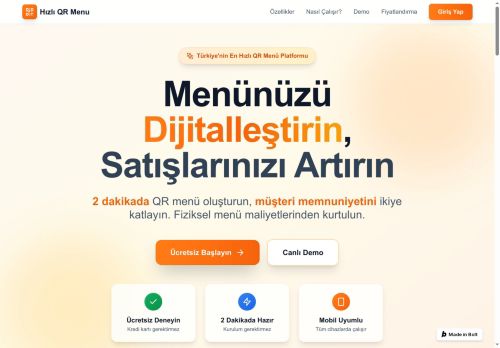 Hızlı QR Menü | Restoranlar için Kolay Dijital Menü Oluşturucu