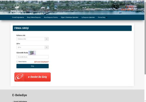 Derince Belediye Başkanlığı e-Belediye Hizmetleri