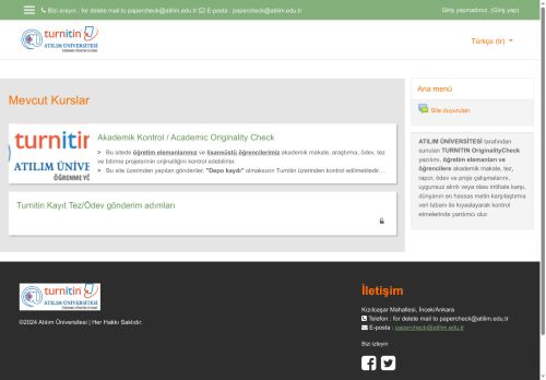Turnitin Originality Check - Atılım Üniversitesi