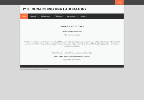 IYTE NON-CODING RNA LABORATORY – IYTE NON-CODING RNA LABORATORY