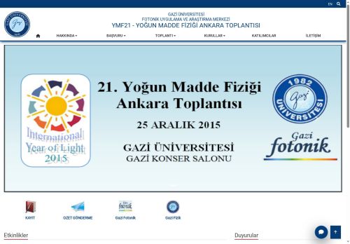 Yoğun Madde Fiziği Ankara Toplantısı | Fotonik Uygulama Ve Araştırma Merkezi | Gazi Üniversitesi | Gazili Olmak Ayrıcalıktır - YMF21