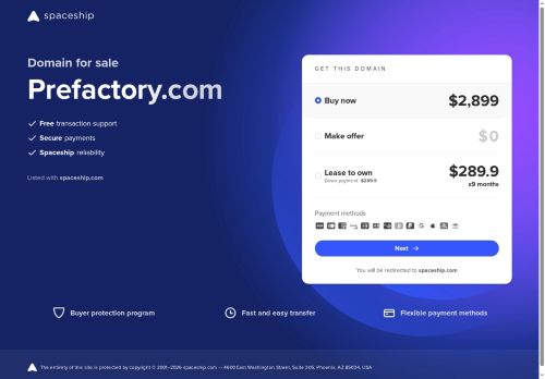 Prefactory.com for sale | Spaceship.com