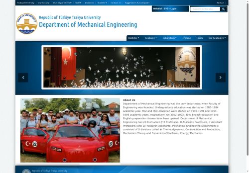 Department of Mechanical Engineering | Republic of Türkiye Trakya University