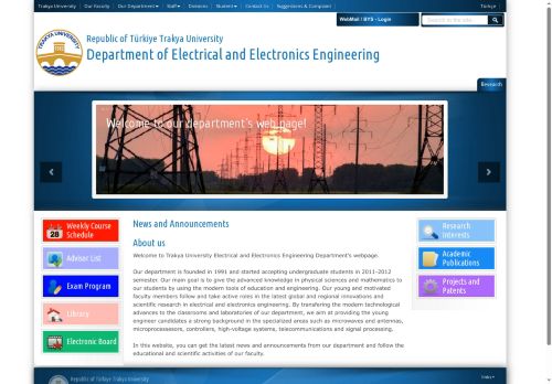 Department of Electrical and Electronics Engineering | Republic of Türkiye Trakya University