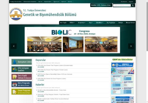 Genetik ve Biyomühendislik Bölümü | T.C. Trakya Üniversitesi