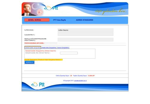 Posta Kodu Öğrenme Ekranı