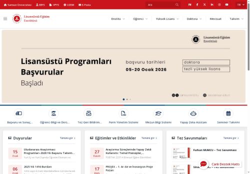 Samsun Üniversitesi - Lisansüstü Eğitim Enstitüsü