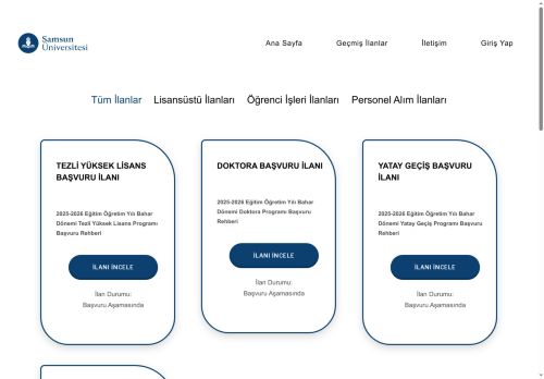 İlan Samsun Üniversitesi