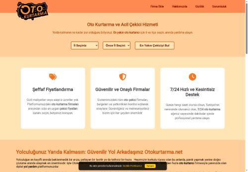 En Yakın Çekici ve 7/24 Acil Oto Kurtarıcı Platformu | Otokurtarma.net - Oto Kurtarma