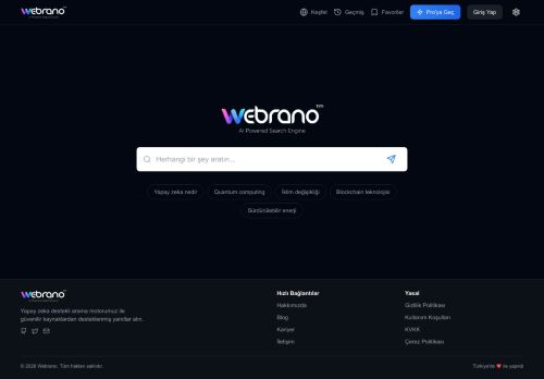 AI Destekli Arama Motoru - Webrano