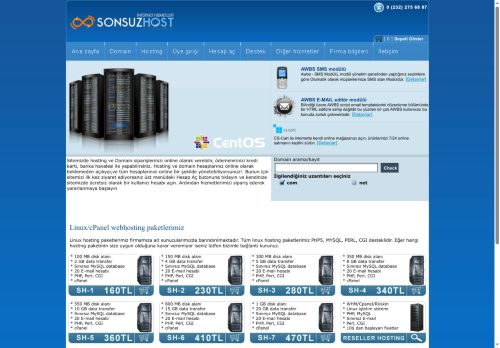 Internet Hizmetleri, web hosting web alanı web tasarım domain alan adı tescili - :: Sonsuzhost
