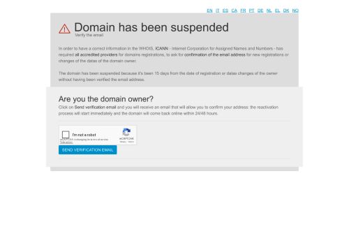 Domain has been suspended