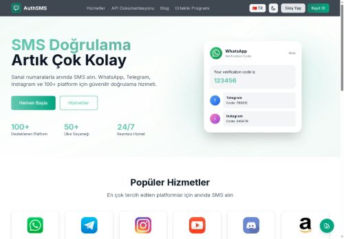 Sanal Numara Satın Al - SMS Doğrulama