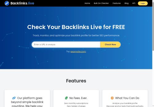 Free Backlink Analysis - Backlinks live - Check Your Backlinks Live
