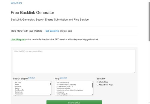 BulkLink.org | Free BackLink Generator, Pinger and SubmissionService