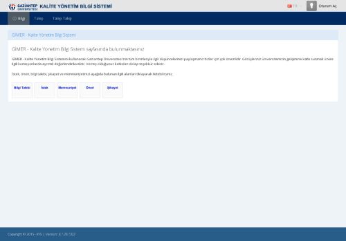 Gaziantep Üniversitesi Kalite Yönetim Bilgi Sistemi