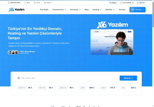 Türkiye'nin Web Hosting, Domain ve Yazılım Sağlayıcısı - X6 Yazılım