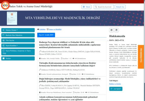MTA Yerbilimleri ve Madencilik Dergisi