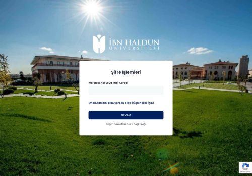 İbn Haldun Üniversitesi - Şifre Sıfırlama