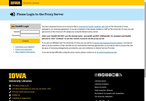 The University of Iowa Libraries - Off Campus Access