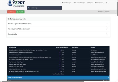 Türkiye'de İlk ve Tek Yapay Zeka Prompt Forumu - YZPRT