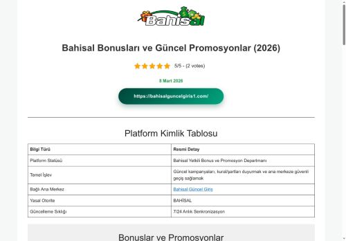 Bahisal Bonusları ve Güncel Promosyonlar (2026) | Yetkili Kaynak
