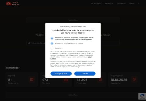 İl, İlçe ve Mahalle Bazlı Posta Kodu Sorgulama - Türkiye Posta Kodları