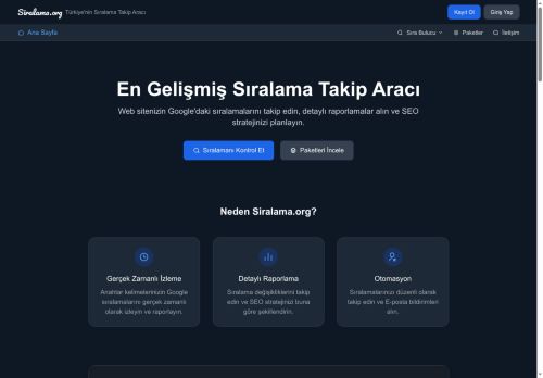 Siralama.org - Türkiye'nin Sıralama Takip Aracı - Profesyonel