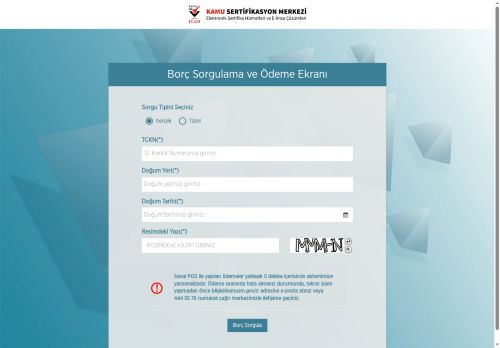 Kamu Sertifikasyon Merkezi | Borç Sorgulama ve Ödeme
