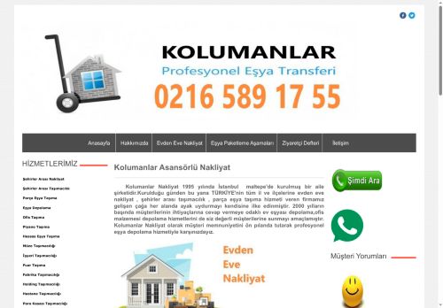 0216 589 17 55 - Evden Eve Nakliyat | Kolumanlar Nakliyat