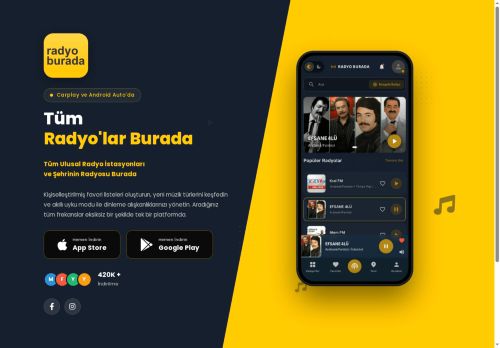 Tüm Radyolar Burada | iOS & Android | CarPlay ve Android Auto'da - Radyoburada