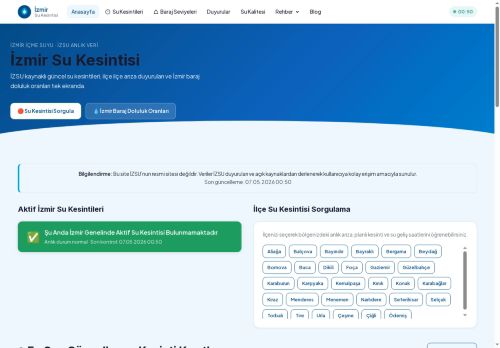 İZSU Kesintileri ve Baraj Doluluk Oranları - İzmir Su Kesintisi
