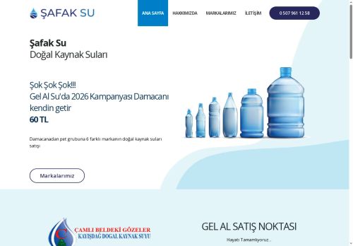 Damacana Su ve Pet Şişe Su - Şafak Su | Doğal Kaynak Suları