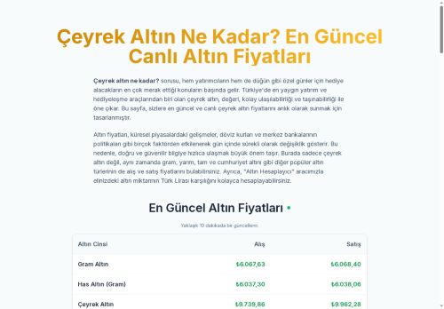 Çeyrek Altın Ne Kadar? En Güncel Altın Fiyatları 2025