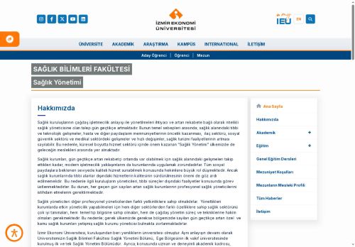Sağlık Yönetimi | İzmir Ekonomi Üniversitesi