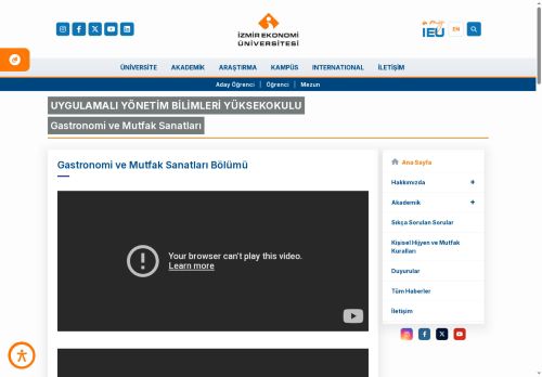 Gastronomi ve Mutfak Sanatları | İzmir Ekonomi Üniversitesi
