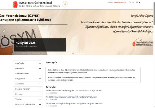 H.Ü. SBF, Beden Eğitimi ve Spor Öğretmenliği Bölümü