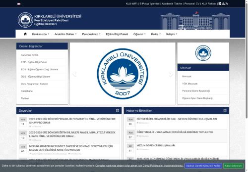 Bölüm İletişim Bilgileri - KLU - Fen Edebiyat Fakültesi - Eğitim Bilimleri